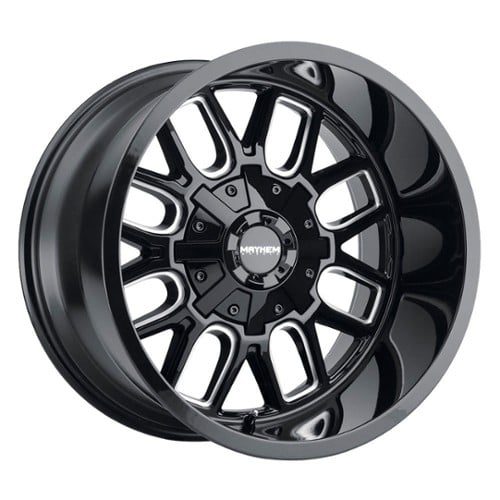 Mayhem 8107 Cogent 17x9 8x165.1/8x170 -12 ET 130.8 CB Gloss Black Milled Spokes (8107-7976BM)