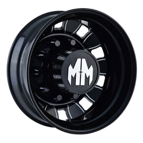 Mayhem 8180 Bigrig Rear 24.5x8.25 10x11.25 168 ET 220.1 CB Black w/Milled Spokes (8180-245810BMR)