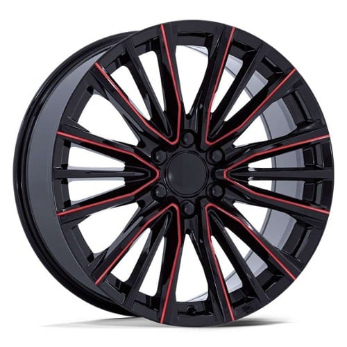 Performance Replicas PR223 22x9 6x139.7 28 ET 78.1 CB Black Milled Red (PR223BQ22906128)