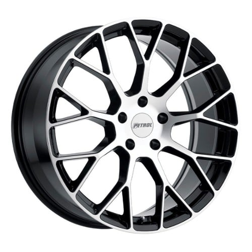 Petrol P2B 16x7 4x100 40 ET 72.1 CB Gloss Black W/Machine Face (1670P2B404100F72)