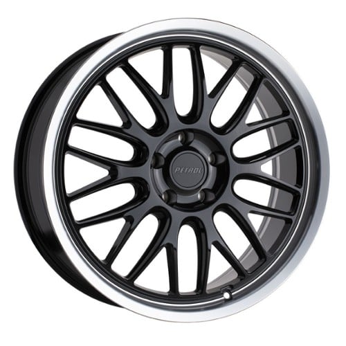 Petrol P4C 16x7 5x112 40 ET 66.6 CB Gloss Black w/ Machined Lip (1670P4C405112B66)