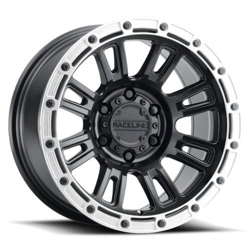 Raceline 956BS Compass 17x8.5 6x120 0 ET 67.1 CB Satin Black w/Silver Ring (956BS-78562-00)