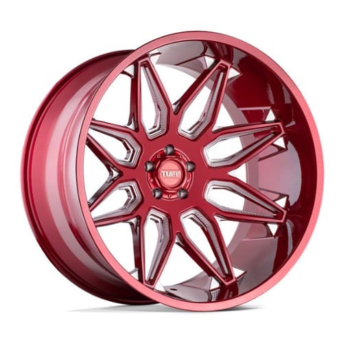 Tuff A.T. T3B 22x12 5x127 -45 ET 71.5 CB Candy Red w/Milled Spokes (2212T3B-55127R71)