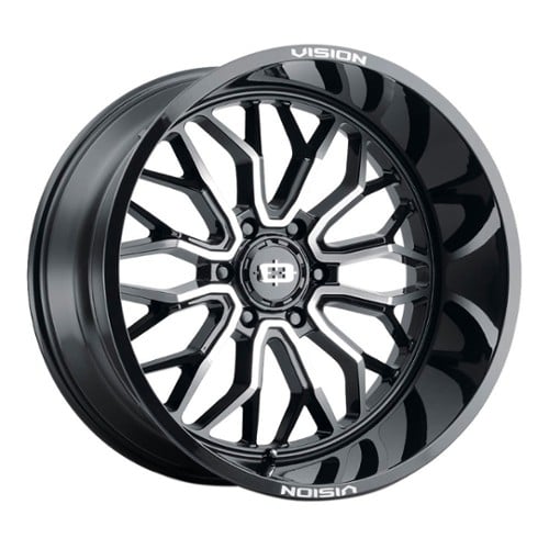 Vision 402 Riot 24x12 6x139.7 -51 ET 106.2 CB Gloss Black Machined Face (402-24283GBMF-51)