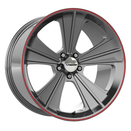 Vision Missile 20x11 5x115 27 ET 71.5 CB Gunmetal w/Red Lip (V327-20190GMRL27)