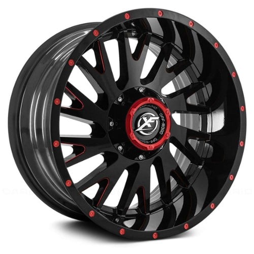 XF Off-Road XF-221 20x10 5x139.7/5x150 -24 ET 110.3 CB Gloss Black Red Milled (XF22120105139715024GBMLR)