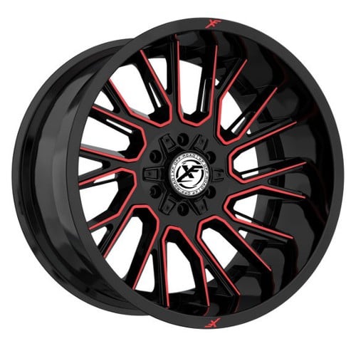 XF Off-Road XF-230 22x10 6x135/6x139.7 -24 ET 106.4 CB Gloss Black Red Milled (XF23022106135139724GBMRED)